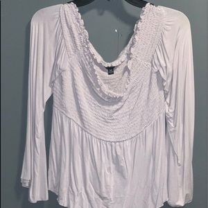 long sleeve off the shoulder shirt